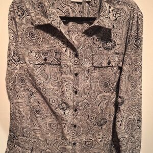 Black and White Paisley Button-Up Shirt